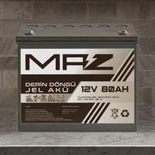 Maz Akü 12 Volt 80 Amper  Derin Döngü Jel Akü Max Performans