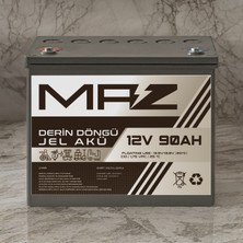 Maz Akü 12 Volt 90 Amper  Derin Döngü Jel Akü Max Performans