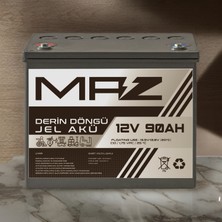 Maz Akü 12 Volt 90 Amper  Derin Döngü Jel Akü Max Performans