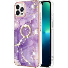 Digital Home Iphone 13 Pro Max Telefon Kılıfı Kickstand Tasarım Metal Luststand Tasarım Metal Elektraplama Esnek Tpu Kapak Iml Imd Mermer Desen 6.7 Inç-Mor (Yurt Dışından)