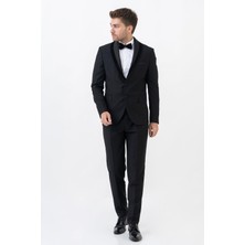White Stone Meksiko D112 Şal Yaka Slim Fit Damatlık Takım Elbise Siyah
