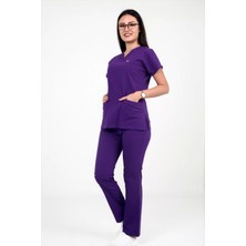 Deniz Iş Kadın Linda Yarasakol Mor Renk Scrubs Takım