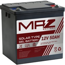 Maz Akü 12 Volt 50 Amper (Ah) Solar Jel VRLA Akü (Yeni Üretim)