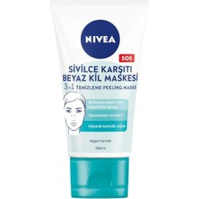 Nivea 3'Ü 1 Arada Beyaz Kil Kesi, Temizleme, Peeling (150 Ml), Yüz Temizleyici