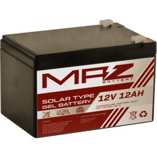 Maz Akü 12 Volt 12 Amper (Ah) Solar Jel VRLA Akü (Yeni Üretim)