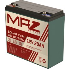 Maz Akü 12 Volt 20 Amper (Ah) Solar Jel VRLA Akü (Yeni Üretim)