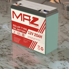 Maz Akü 12 Volt 20 Amper (Ah) Solar Jel VRLA Akü (Yeni Üretim)