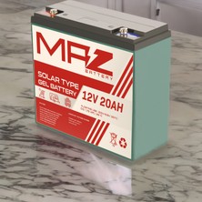 Maz Akü 12 Volt 20 Amper (Ah) Solar Jel VRLA Akü (Yeni Üretim)