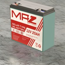 Maz Akü 12 Volt 20 Amper (Ah) Solar Jel VRLA Akü (Yeni Üretim)