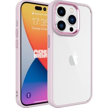 Dlrcase Apple iPhone 15 Pro Max Kılıf Krom Kamera Çıkıntılı Nikelaj Hassas Tuşlu Arkası Cam Açık Pembe