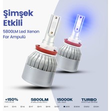 C9 C6 LED Xenon Far Ampulü Şimşek Etkili 5800LM Chip On Board 10000K Deli Mavi 9005