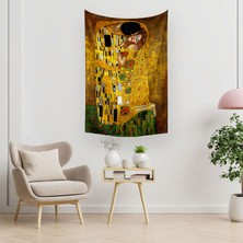 Vagonik Gustav Klimt Öpücük Duvar Örtüsü Halısı Yüksek Baskı Mikrofiber Kumaş 40 x 65 cm