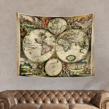 Vagonik Antik Dünya Van Schagen 1689 Dünya Haritası Duvar Örtüsü Halısı