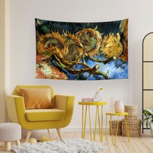 Vagonik Van Gogh Ayçiçekleri Duvar Örtüsü Halısı Yüksek Baskı Mikrofiber Kumaş 40 x 65 cm