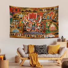 Vagonik Tibet Etnik Desen Budist Thangka ve Mandala Bohem Duvar Örtüsü Halısı