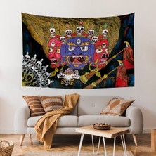 Vagonik Tibet Etnik Desen Budist Thangka ve Mandala Bohem Duvar Örtüsü Halısı