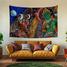 Vagonik Tibet Etnik Desen Budist Thangka ve Mandala Bohem Duvar Örtüsü Halısı