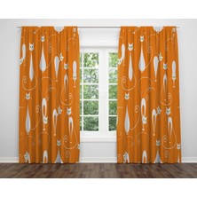 Alban Home Çocuk Odası Kedi Desenli Dijital Baskı Tek Kanat Fon Perde 140X250