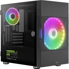 Aerocool Atomic 500W, ARGB Adreslenebilir RGB Fanlı, Dik Ekran Kartı Takılabilen, Tempered Glass Yan Panelli, USB 3.0 Bilgisayar Kasası (AE-ATMC-500)