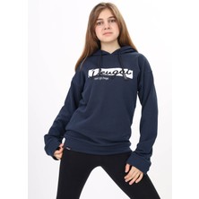 Pengai Lacivert Yazı Nakışlı Kapüşonlu Kız Çocuk Sweatshirt 16445