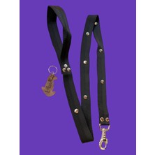 Balkonda Köpek gezdirme tasması siyah kolon metal zımbalı kalın kancalı genişlik:2,5cm gezdirme kayışı:120cm dog leash B3-11