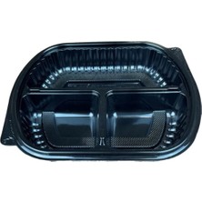 Kumsal Mutfak Menü Box 3 Bölmeli ( Mikrodalga ) Yemek Kabı + Kapağı 50 Adet