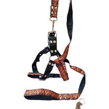 Balkonda Köpek göğüs tasması ve kayışlı set siyah turuncu kolon göğüs ölçüsü:45-80cm ayarlamalı gezdirme kayışı:120cm dog harness TB3-14