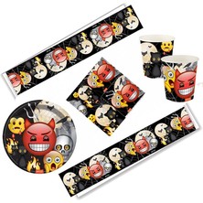 Pandoli Halloween Temalı 53 Parça Emoji Korku Partisi Sofra Seti 16 Kişilik