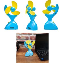 Binbir Reyon Masaüstü Şarjlı Mini Vantilatör USB Girişli 10.5CMX18.5CM Mavi Renk NC050