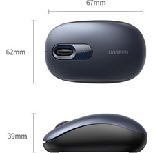 Ugreen 2400DPI 2.4ghz Wireless Kablosuz Sessiz Mouse Gri