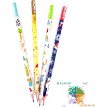 Fatih Mevsimler Kurşun Kalem 4 Adet Renkli Tasarım Ultra Dayanıklı Uç ile Kırtasiye Ürünü