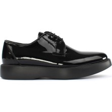 Celal Gültekin Erkek Siyah Bağcıklı Kalın Tabanlı Rugan Deri Ayakkabı