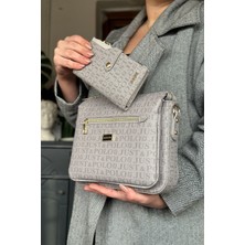 Just Polo Gri Kombin Renk 5 Bölmeli Kadın Omuz Çantası 29CM 20 cm 10 cm 2068-LB