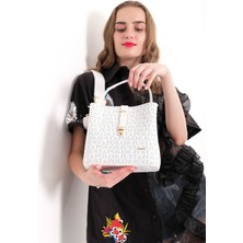 Just Polo Baskı Desenli Özel Seri Çanta   2055-GD  Beyaz