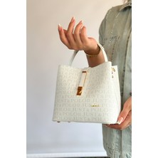 Just Polo Orta Boy Pamuk Dokum Askılı Günlük 4 Bölmeli Kadın Omuz Çantası 2055 Beyaz