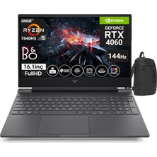 Hp Victus Laptop 16 - S0035NT Amd Ryzen 5 - 7640HS 16GB Ddr5 2tb SSD 8gb RTX4060 16.1 Inç 144Hz IPS Fhd Freedos Taşınabilir Bilgisayar VİCTUS7Z5Z2EAW03+WEBLEGELSINÇANTA