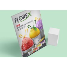 Florex 60 Litre Büzgülü Çilek Kokulu Kırmızı Çöp Torbası Poşeti 65 x 70 Cm 10 Adetlik 1 Rulo