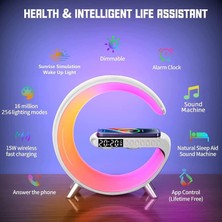 Newdaki Smart Light Saund Machine Kablosuz Şarj Özellikli LED Akıllı Gece Lambası Ses Makinesi