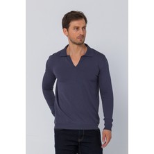 Cekmon Erkek Regular Fit Düz Renk Polo Yaka Uzun Kollu Triko Kazak