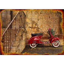 Bedeko Ahşap Mdf Puzzle Yapboz Kırmızı Vespa Motorsiklet 120 Parça 25*35 cm