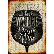 Bedeko Ahşap Mdf Puzzle Yapboz Save Water Drink Wine