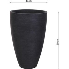 Via Gardenia Yivli Plastik Antrasit Saksı Çap 40CM Yükseklik 60CM