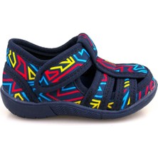 Cici Bebe Lacivert Çizgili Erkek Çocuk Ev Ayakkabısı