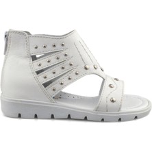 Cici Bebe Deri Beyaz Kız Çocuk Sandalet