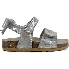 Cici Bebe Deri Gri Gümüş Desenli Kız Çocuk Sandalet