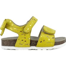 Cici Bebe Deri Sarı Nota Desenli Kız Çocuk Sandalet