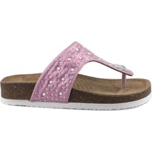 Cici Bebe Taşlı Pembe Kız Çocuk Parmak Arası Terlik