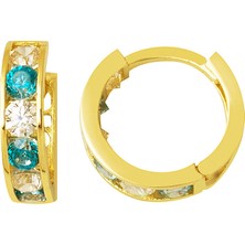 Bilezikci 14 Ayar Altın Mavi Taşlı Kız Bebek Küpesi