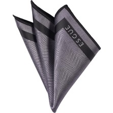 Esgue Gri Desenli Yaka Cep Mendili