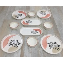 Pinkev 10 Parça 4 Kişilik Seramik Pasta Kahvaltı Tabağı Takımı Seti - Mona